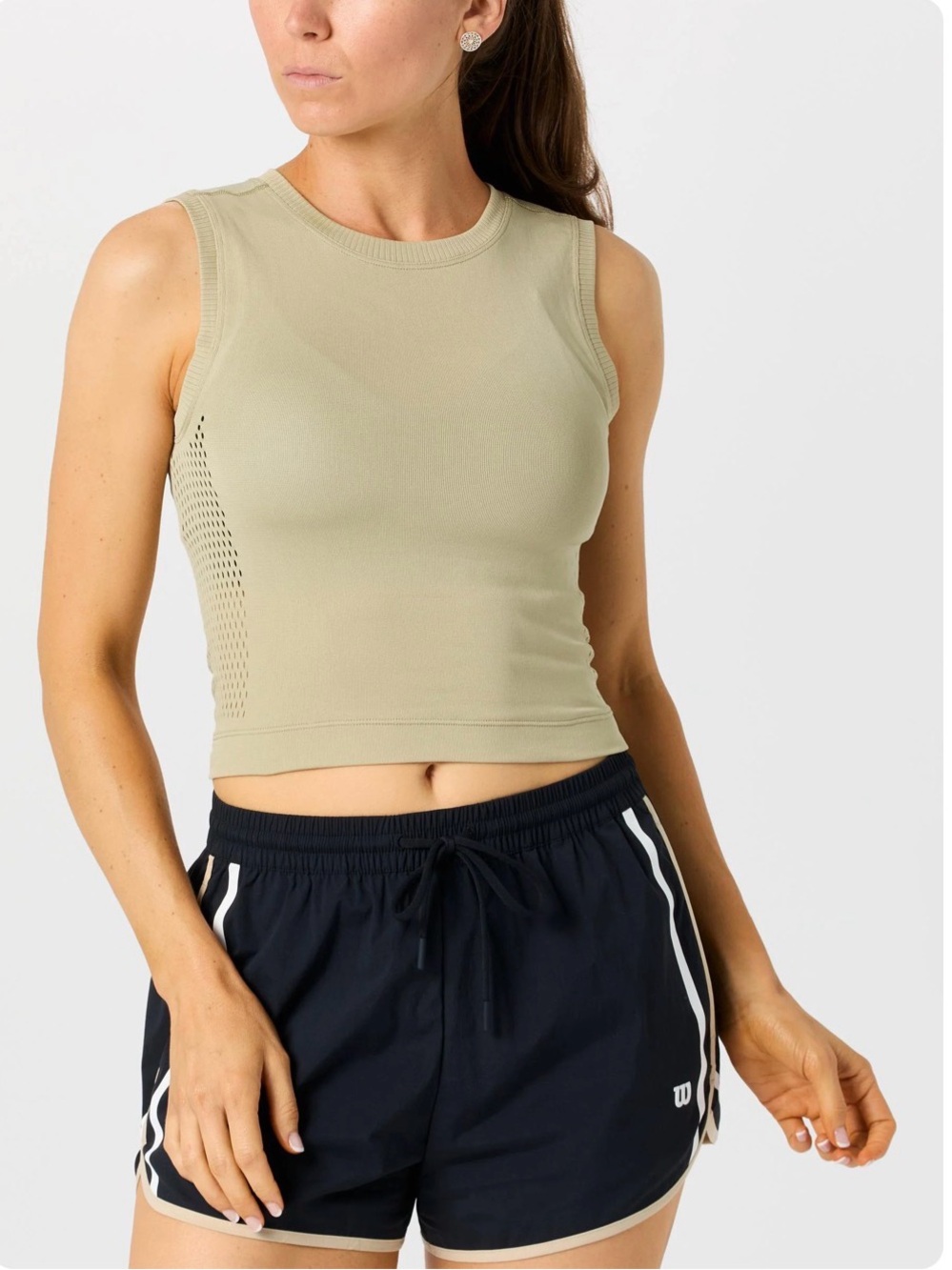 Wilson Core Pro Sleeveless Ribbed Crop Tank Top in Safari/ Beige Size L - NWOT
